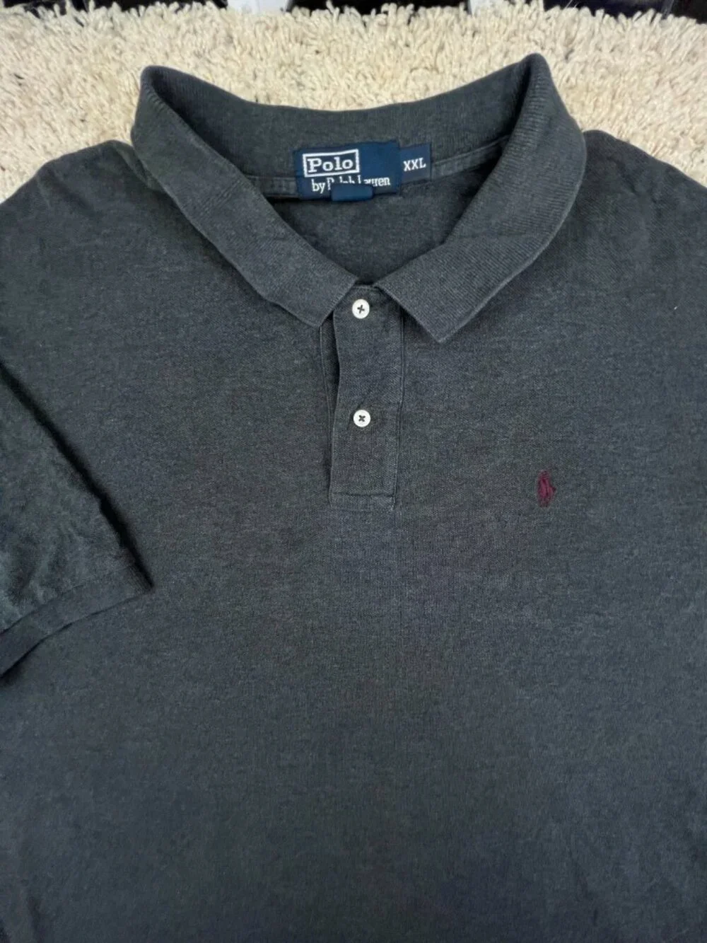 Polo Ralph Lauren Cotton Short Sleeve Polo Shirt w Pony Adult Size 2XL Gray